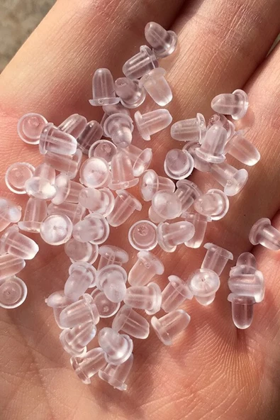 100 Adet(50 Çift) Silikon Küpe Arkalığı, Küpe Pistonu, Küpe Arkası 6x5 Mm ürün görseli 1