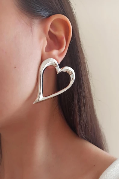 Kadın Özel Tasarım 5 cm Kalp Model Küpe zyna002 ürün görseli 1