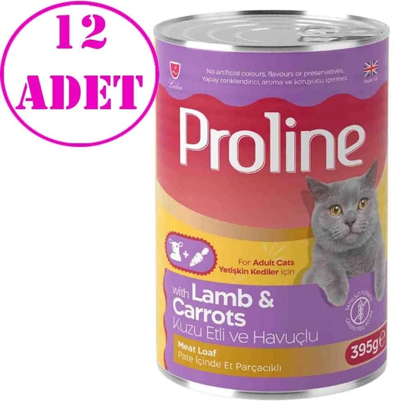 Proline Kedi Konserve Maması Pate Kuzu Etli ve Havuçlu 395 Gr 12 AD ürün görseli 1