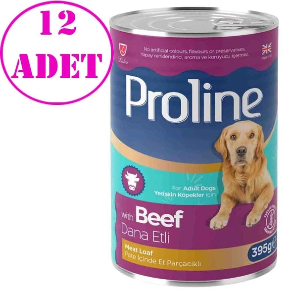 Pro Line Dana Etli Pate Köpek Konserve Maması 395 Gr 12 AD ürün görseli 1