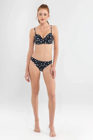Blackspade Çıkartılabilir Destekli Puantiye Baskılı Siyah Bikini Takım ürün görseli 1