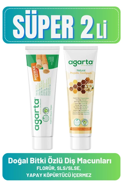 Agarta Doğal Diş Macunları(Misvak 100 ml + Propolis 100 ml) ürün görseli 1