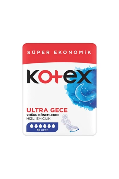 Kotex Ultra Gece Hijyenik Ped 16'lı Beşli Set 8691900172175 ürün görseli 1