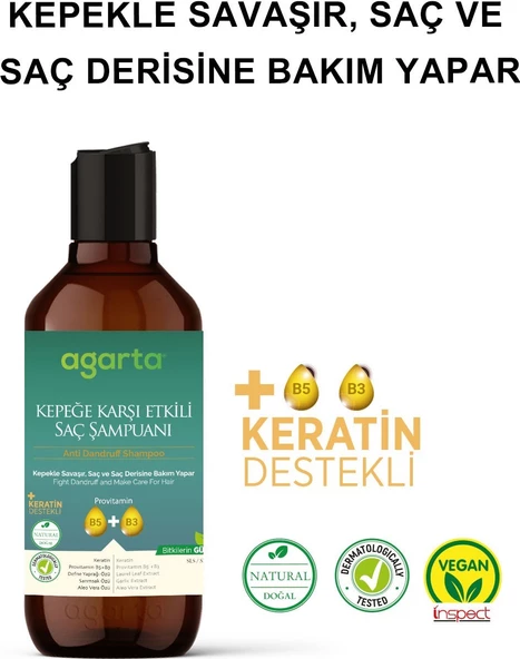 Agarta Doğal Kepeğe Karşı Etkili Şampuan 400 ml (VEGAN,TUZSUZ) - Resim 2