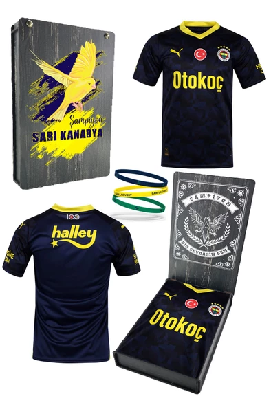 Fenerbahçe Orijinal Lisanslı 23-24 Lacivert Forma + Bileklik Set Hediyelik Ahşap Kutulu ürün görseli 1