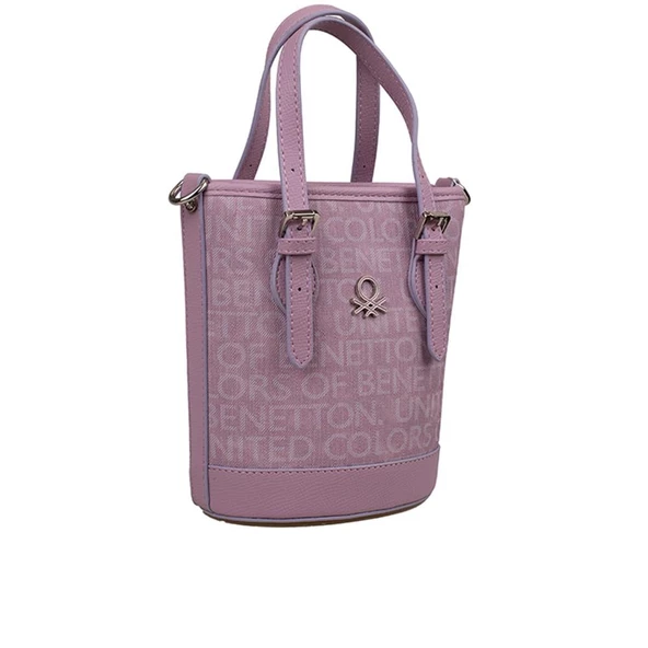 Benetton Lila Monogram Eskitme Kadın Küçük El Çantası BNT 1329 ürün görseli 1