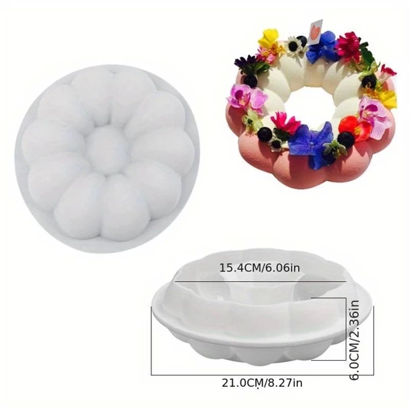 Silikon Yuvarlak Bulut Mousse Kek ve Pasta Kalıbı, Ø:19 Cm H: 6 Cm ürün görseli 1