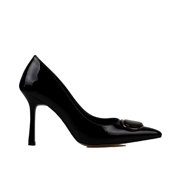 Trend Adımlar Siyah Glamourize Rugan Aksesuarlı Stiletto ürün görseli 1