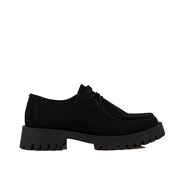 Trend Adımlar Siyah Elegans Suede Kadın Oxford Ayakkabı ürün görseli 1