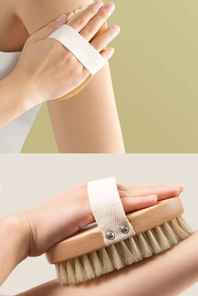 Organik Doğal At Kılı Selülit Fırçası Masaj Aleti Banyo Vucüt Fırça Peeling ürün görseli 1