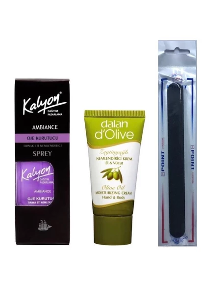 Kalyon Oje Kurutucu Sprey 17 ML + Dalan Krem 20 Ml + Tırnak Törpüsü ürün görseli 1