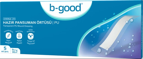 B-GOOD 9x30 cm Su Geçirmez Pansuman Örtüsü 5 li Pedli Yara Örtüsü ürün görseli 1