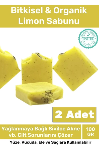 Özel Üretim %100 Doğal Güzel Kokulu El Yüz Saç Vücut Cilt Orijinal Limon Sabunu - 2 Adet ürün görseli 1