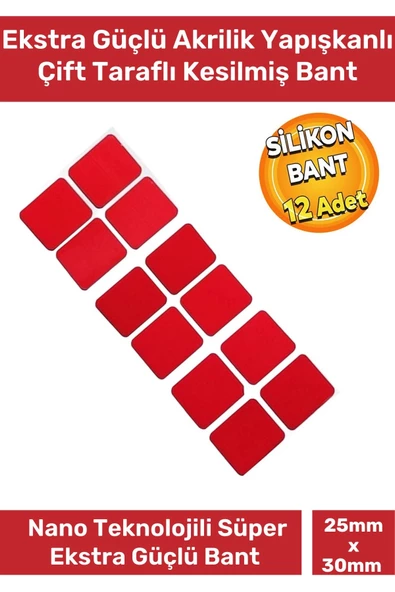 Özel Üretim Ekstra Güçlü PE Köpük Esaslı Çift Taraflı Hazır Kesilmiş 25x30mm Asma Bant 12 Adet ürün görseli 1