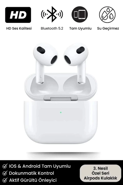 Premium 3. Nesil Ios Android Uyumlu Bluetooth Kulaklık Özel Seri Kulak Içi Kablosuz Kulaklık ürün görseli 1