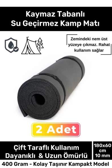 Premium Su Geçirmez Konforlu Taşıma Askılı Çift Taraflı Zemin Çadır Uyku Kamp Matı Yer Minderi 10mm ürün görseli 1