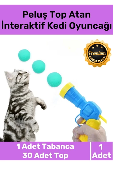 Premium Seri Evcil Hayvan Tabancalı Hareketli 30 Peluş Toplu Top Atan İnteraktif Kedi Oyuncağı Seti ürün görseli 1