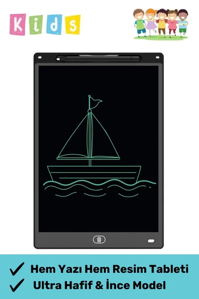 Premium Lcd Ekranlı Kalemli Dijital Çizim Tableti Yazı Tahtası Boyama Resim Akıllı Tablet 12 Inc ürün görseli 1