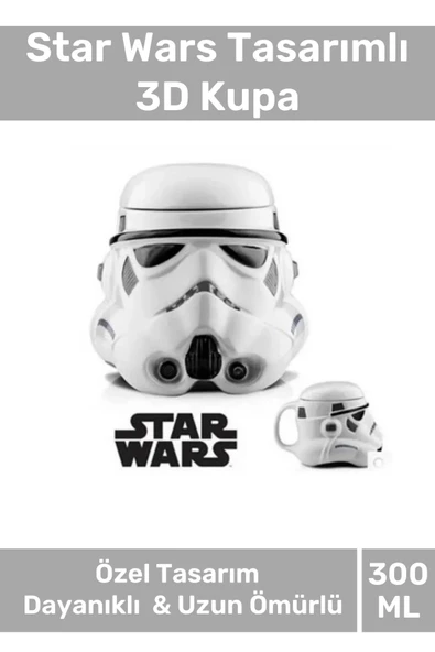 Premium Özel Tasarım Hediye Kutulu Star Wars Şekilli Seramik Kupa 14 x 15 cm 3D Bardak ürün görseli 1