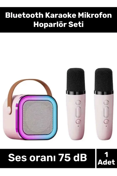 Yeni Nesil Şarj Edilebilir Pilli Güçlü Ses Performanslı Bluetooth Karaoke Mikrofon Hoparlör Seti ürün görseli 1
