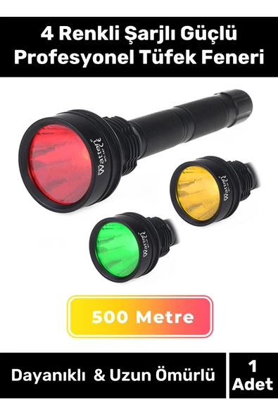Premium 500 Metre Menzilli Beyaz Sarı Kırmızı Yeşil Aydınlatma Şarjlı Güçlü Profesyonel Tüfek Feneri ürün görseli 1