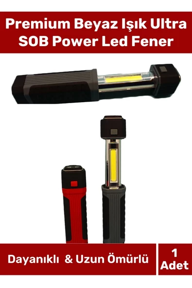 Premium Seri Beyaz Işık Ultra SOB Power Led Pilli Askılı Mıknatısla Sabitlenir Çalışma Kamp Lambası ürün görseli 1