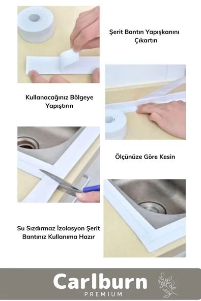 Premium Su Geçirmez Sızdırmaz Dayanıklı Pvc Yağ Kenar Küf Önleyici 3.2m Gri İzolasyon Bant 4 Adet ürün görseli 1