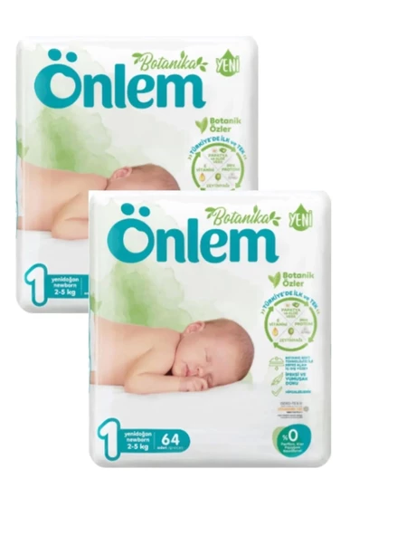 ÖNLEM Botanika Bebek Bezi Yenidoğan Newborn 2-5 Kg 1 Numara 2 X 64 Adet ürün görseli 1