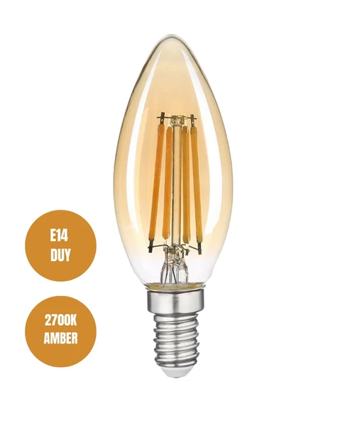 4W Rustik Ampul 2700K (Amber Işık) E14 Duy ürün görseli 1