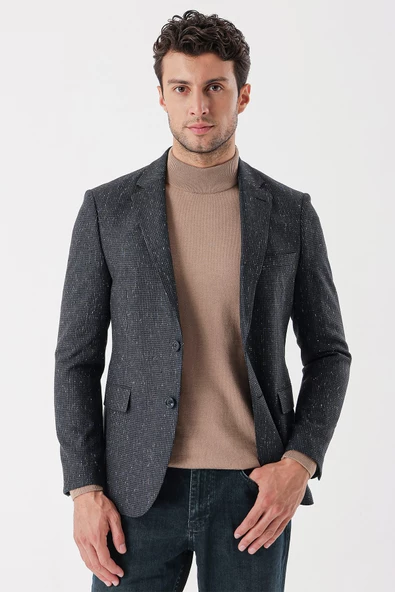 Füme Mono Yaka Astarlı Çift Yırtmaç 6 Drop Slim Fit Klasik Ceket 1002235132 ürün görseli 1