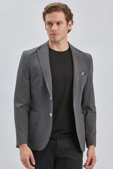 Füme Desenli Kırlangıç Yaka Likralı 6 Drop Slim Fit Dar Kesim Casual Ceket 1002240155 ürün görseli 1