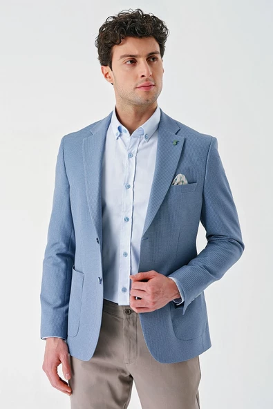 Mavi Örme Mono Yaka Çift Yırtmaç Likralı 6 Drop Slim Fit Dar Kesim Klasik Ceket 1002240138 ürün görseli 1