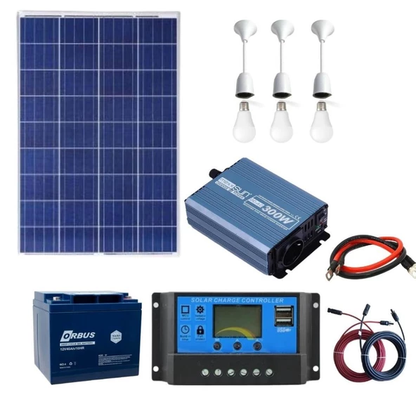 105 Watt Güneş Paneli Tv Aydınlatma Paketi Solar Paket ürün görseli 1