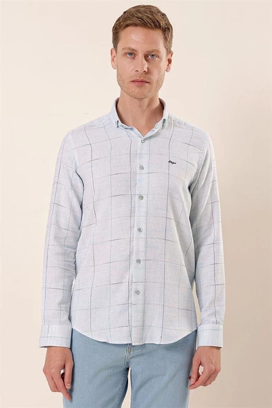 Mavi DMT Yaka Uzun Kol Cepsiz Slim Fit Classic Pamuklu Gömlek 1004230175 ürün görseli 1