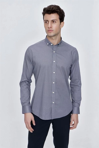 Açık Kırmızı Uzun Kol Gömlek Yaka Klasik Slim Fit Pamuklu Likralı Gömlek 1004225208 ürün görseli 1
