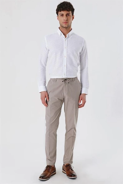 Bej Yan Cep Düz Paça Casual Slim Fit Pamuklu Jogger Pantolon 1003230159 ürün görseli 1