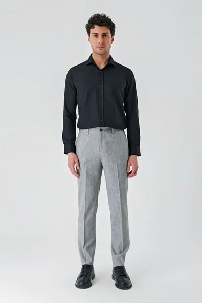 Gri Keten Lastikli Yandan Cepli Casual Slim Fit Jogger Pantolon 1003240103 ürün görseli 1
