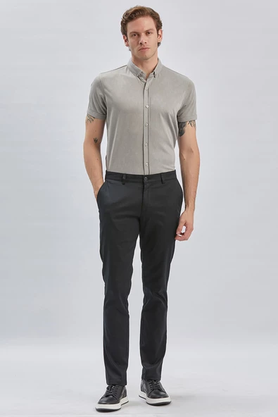 Siyah Pamuklu Yandan Cepli Casual Slim Fit Chino Pantolon 1003240161 ürün görseli 1