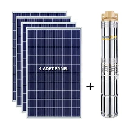 0.8HP 285 WATT 4 ADET GÜNEŞ PANELİ VE DC SOLAR POMPA TAK ÇALIŞTIR HAZIR ürün görseli 1