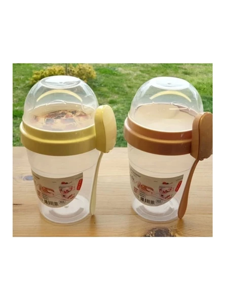 Qlüks Plastik 00812 Kaşıklı Yoğurt Kabı (Tekli) ürün görseli 1