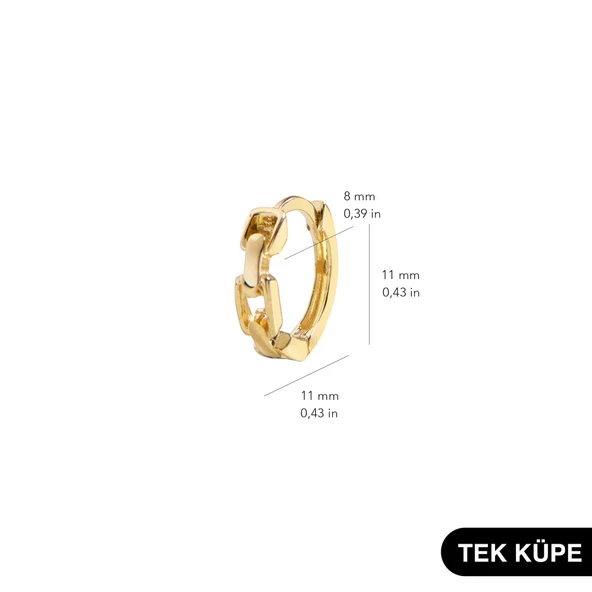 14 Ayar Tek Halka Altın Küpe 0,55 gr - Resim 4