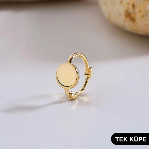 14 Ayar Modern Tek Minik Yuvarlak Halka Altın Küpe 0,50 gr ürün görseli 1