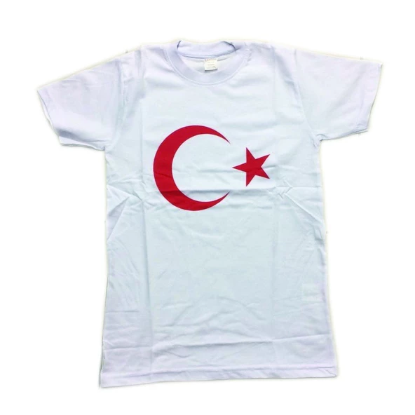 BEYAZ BAYRAK TİŞÖRT BEYAZ AY YILDIZLI TİŞÖRT ürün görseli 1
