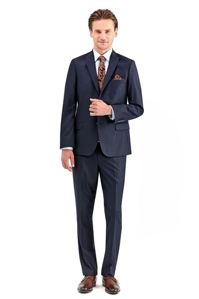 Lacivert Kırlangıç Yaka 6 Drop Slim Fit Tam Astar Takım Elbise 1001225011 ürün görseli 1