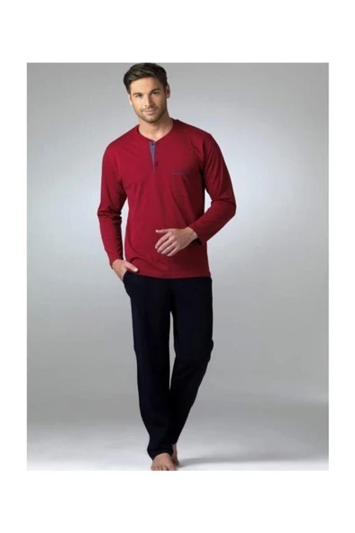 PİERRE CARDİN 5454 Bordo Penye Uzun Kol 4 Mevsimlik Çeyiz Pijama Takımı ürün görseli 1