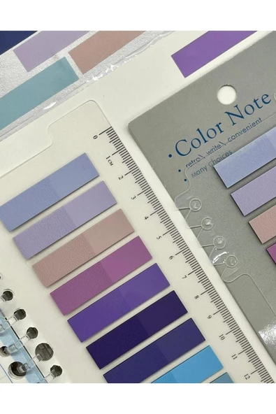 Hayal sepeti 10 Renkli Cetvelli Mor Ve Mavi Tonları Şeffaf Pet Indeks / Index Sticker / Postit ürün görseli 1