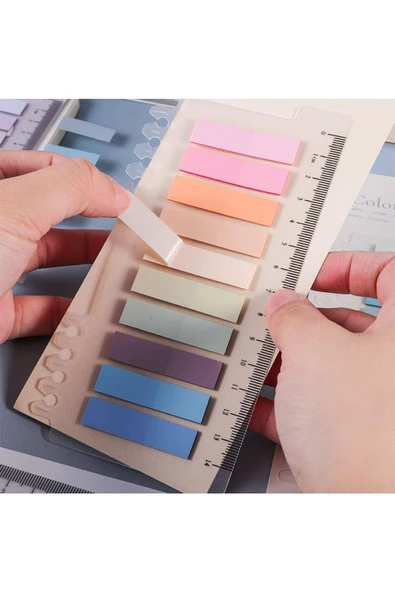 Hayal Sepeti 10 Renk Pastel Açık Tonlar Sticky Cetvelli Şeffaf Postit ürün görseli 1