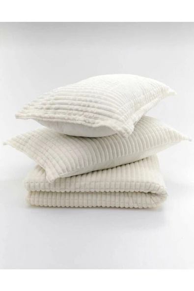 Merinos Modern Line 3 Parça Battaniye Seti Kemik ürün görseli 1