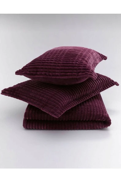 Merinos Modern Line 3 Parça Battaniye Seti Cherry ürün görseli 1