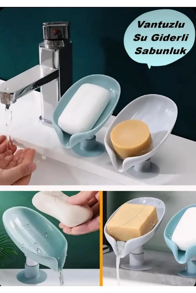 Sabunluk Su Giderli Vantuzlu Pratik Sabunluk Hijyenik Kaymaz Su Tutmaz Katı Sabunluk ürün görseli 1